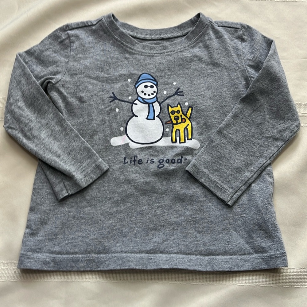 Life is good long sleeve tee snowman dog euc Sz 2t bundle to save